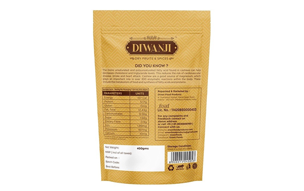 Diwanji Cashew    Pack  200 grams